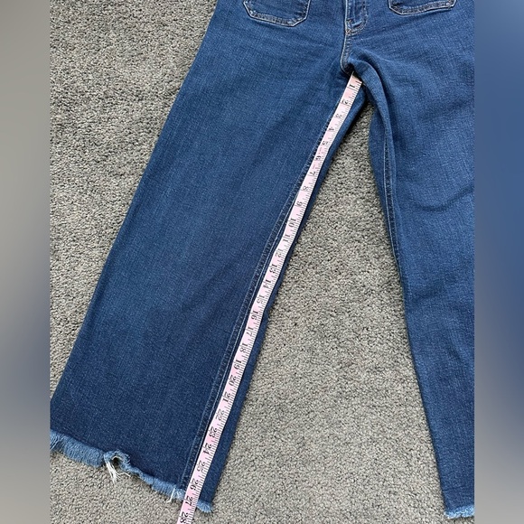 Zara Ultra High Rise Wide Leg Cropped Sailor Style Jeans Medium Wash Size 8 - Picture 3 of 7